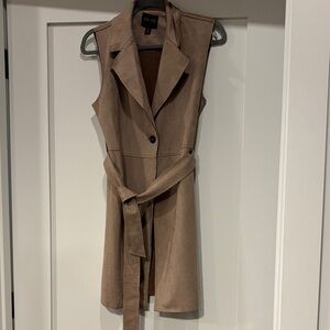 Taupe Sleeveless Vest with Belt